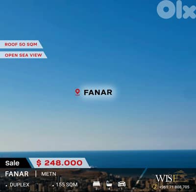Stunning 155 SQM Duplex for SALE in Fanar With an Open Sea View!