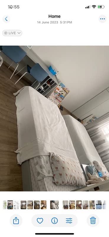 barely used beds with night table and study desks 0