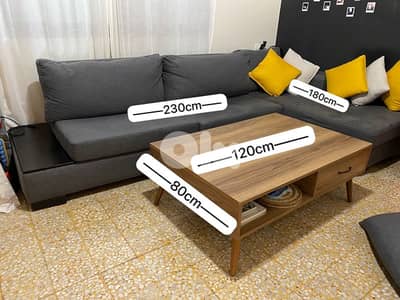L shape sofa + sofa bed + center table