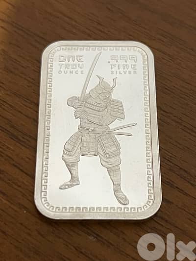1 oz Samurai Warrior silver bullion bar