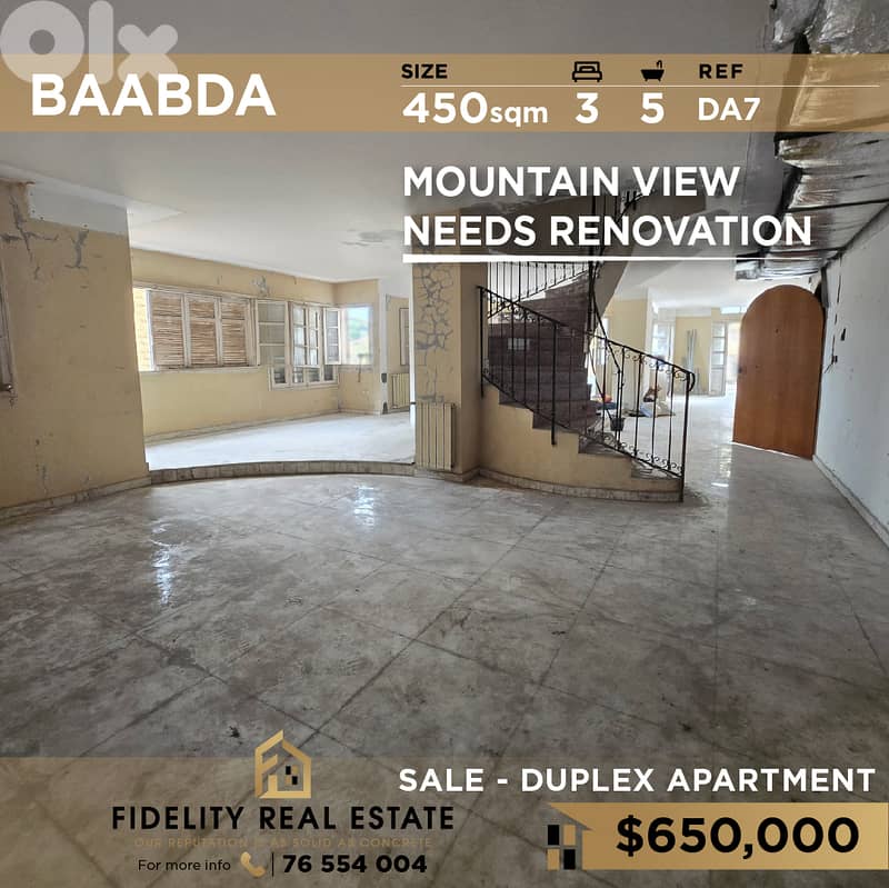 Duplex for sale in Baabda DA7 شقة دوبلكس للبيع في بعبدا 0
