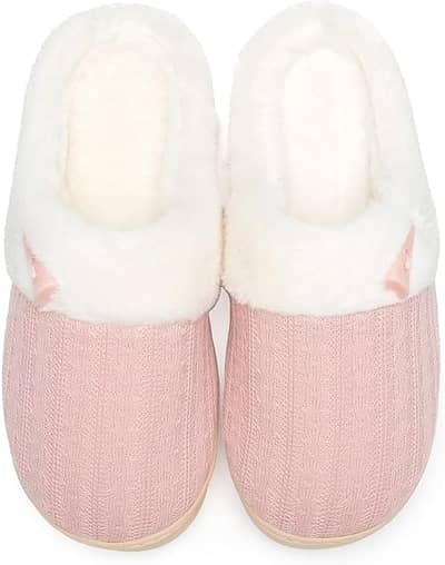 Women's Slip on Fuzzy Slippers Memory Foam House Slippers Outdoor Indo