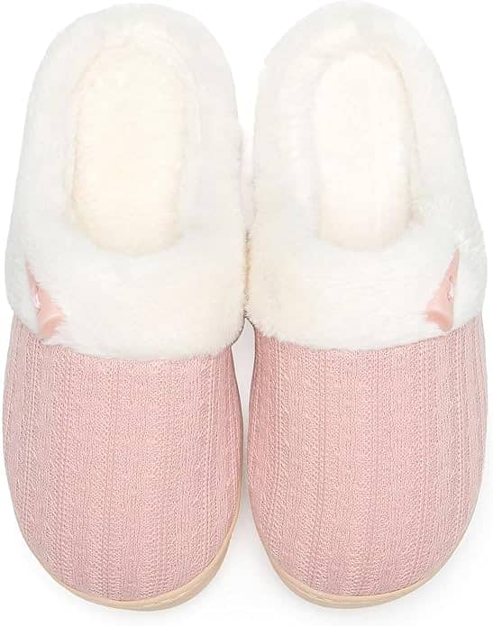 Women's Slip on Fuzzy Slippers Memory Foam House Slippers Outdoor Indo 0