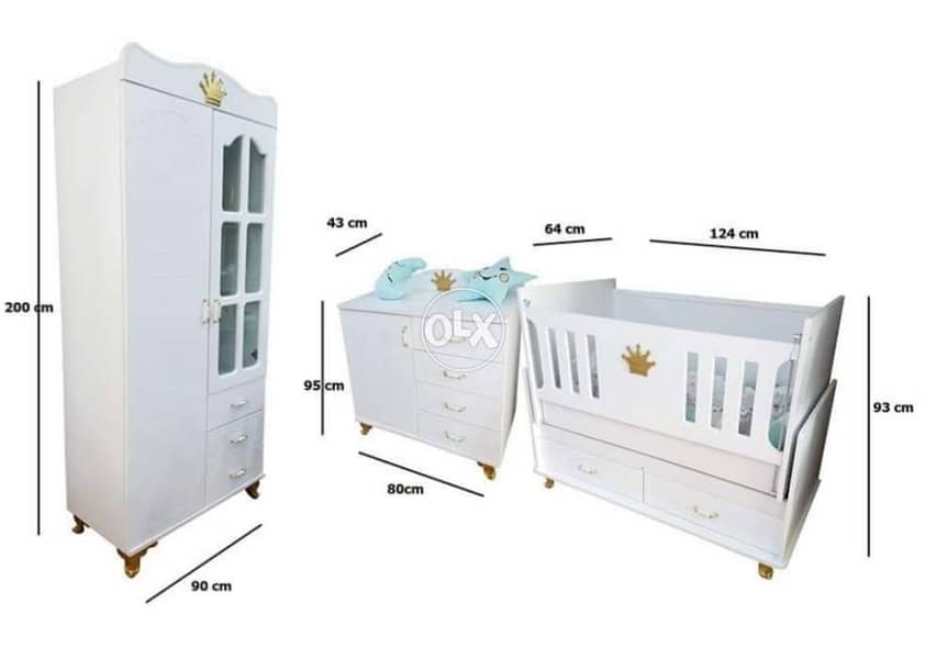 White Baby Girl and Boy Bedroom Set 7