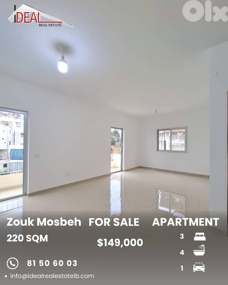 Apartment for sale in Zouk Mosbeh Keserouan شقة للبيع في زوق مصبح 0