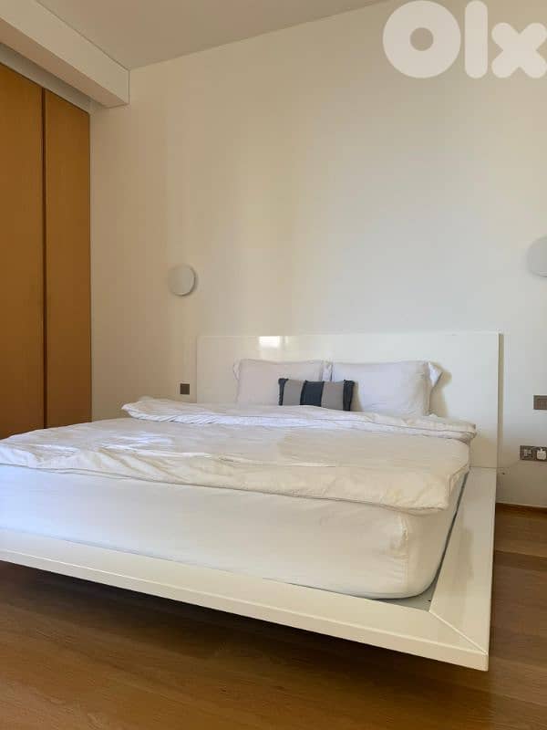 Floating White Glossy Bed with Mattress included 1