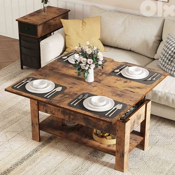 3-in-1 Multifunctional Lift-Top and Folding Coffee Table 2