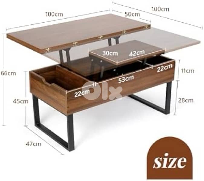 VOWNER Folding Coffee Table, 3-in-1 5