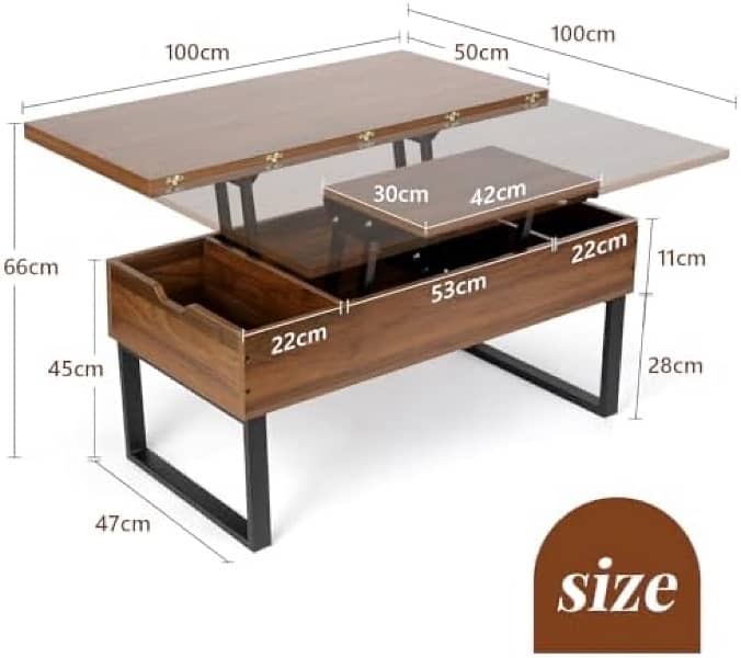 VOWNER Folding Coffee Table, 3-in-1 9