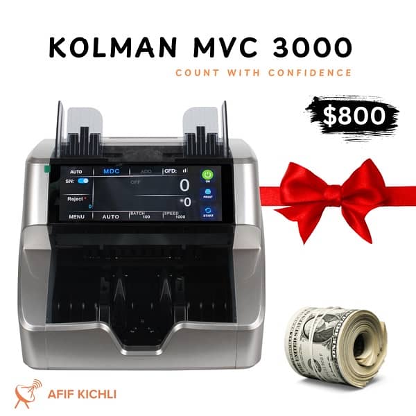 Kolman Pro Money Counter USD EURO LBP عدادة نقود مع كشف العملة المزورة 0
