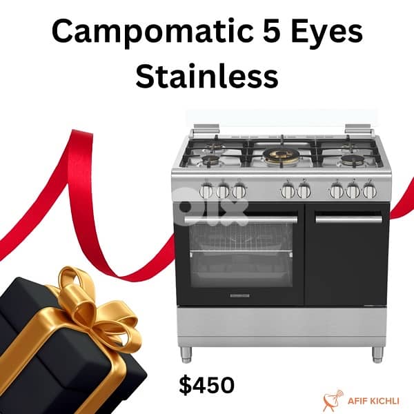 Campomatic Superchef Gas Cooker 5 Eyes  فرن غاز كفالة شركة 0