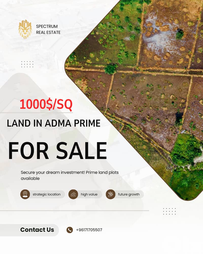 1000$/Sq LAND FOR SALE IN ADMA PRIME 3800Sq, (AD-167) 0