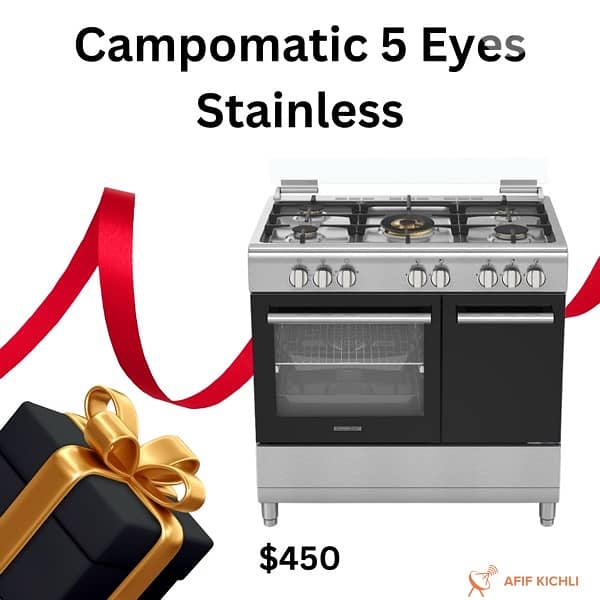 Campomatic-Superchef Gas Stove 5 Eyes كفالة سنة 1