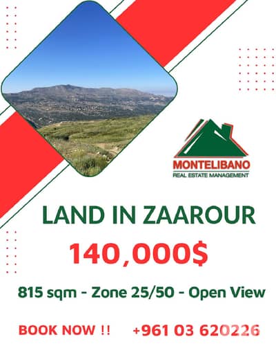 815 sqm Land For Sale in Zaarour with Open View