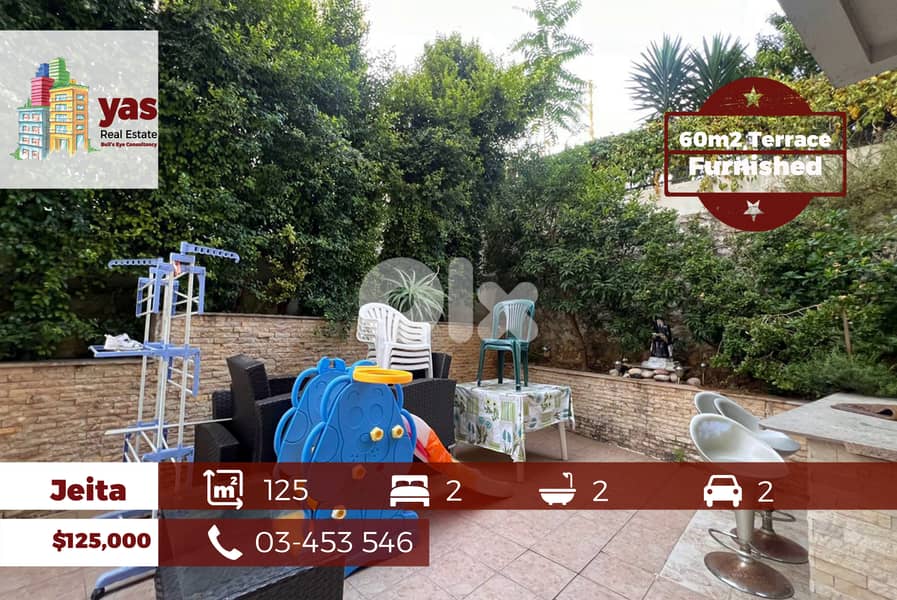 Jeita 125m2 | 60m2 Terrace | Fully Furnished Flat | Open View | TO | 0