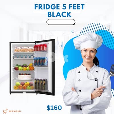 Refrigerator Fridge 5 Feet Black/Silver براد كفالة شركة