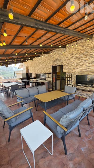 SEA VIEW FURNISHED APARTMENT IN BROUMANA WITH HUGE TERRACE, (BR-359)