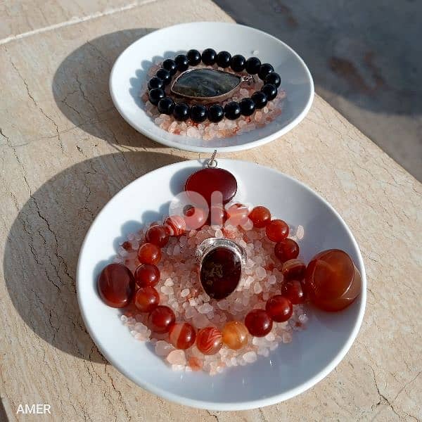 خاتم عقيق يماني مع مجموعة مرتبه 2