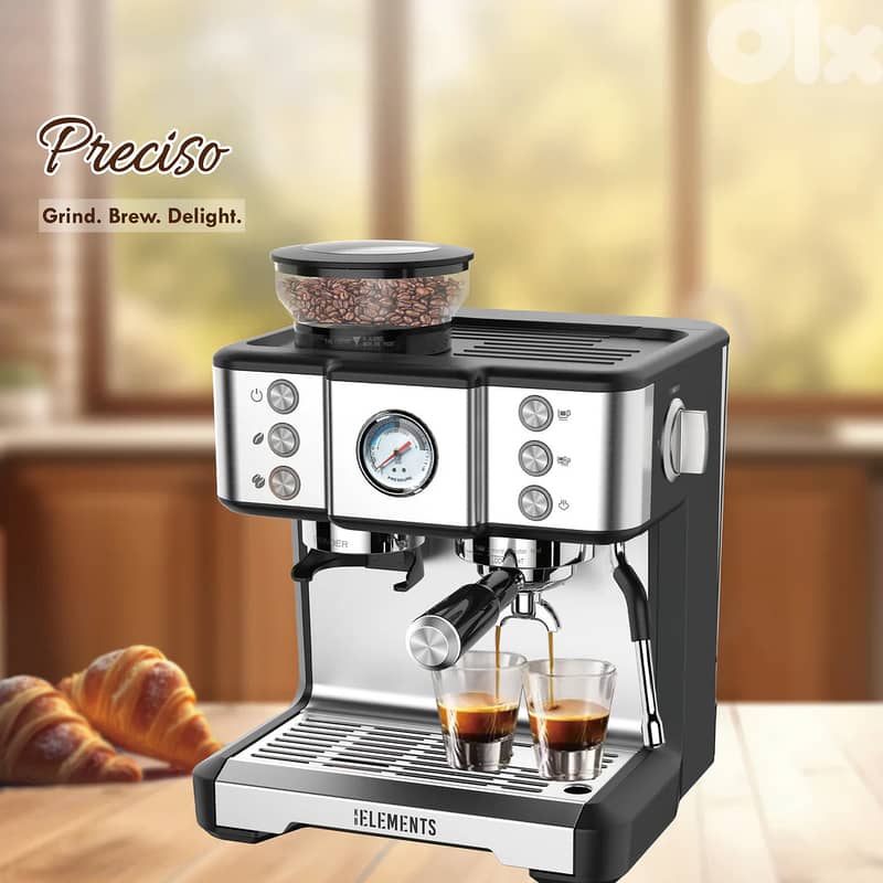 German Espresso KB Elements Preciso Coffee Machine With Grinder 0