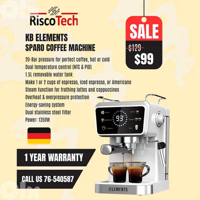 KB ELEMENTS Sparo Coffee Machine –  ماكينة قهوة ألمانية 0