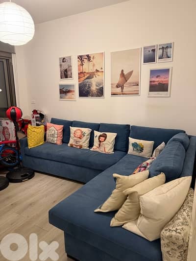 living room sofas+tableaux+tv unit