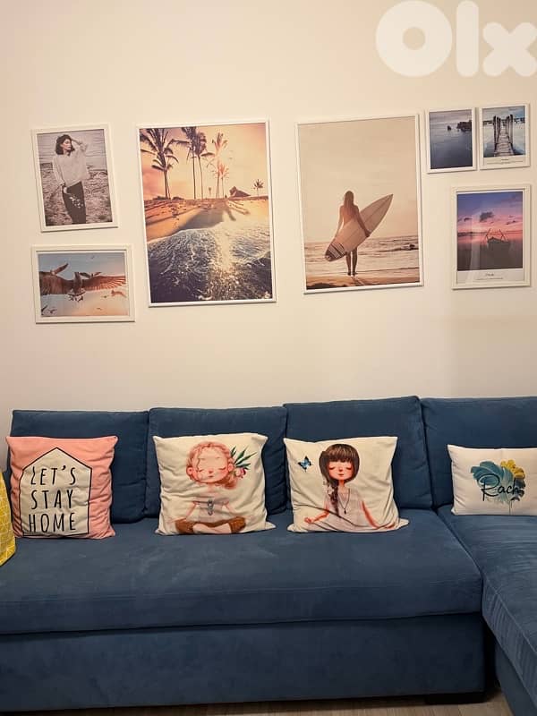 living room sofas+tableaux+tv unit 4