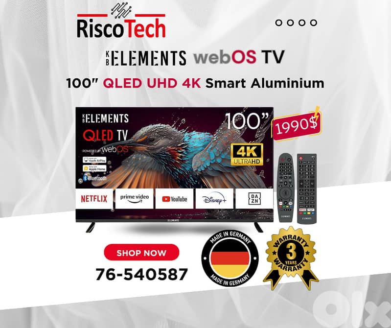 German WebOs Qled TV - UHD - 4K Smart 32” 43” 50” 55” 65” 70” 85”Inch 0