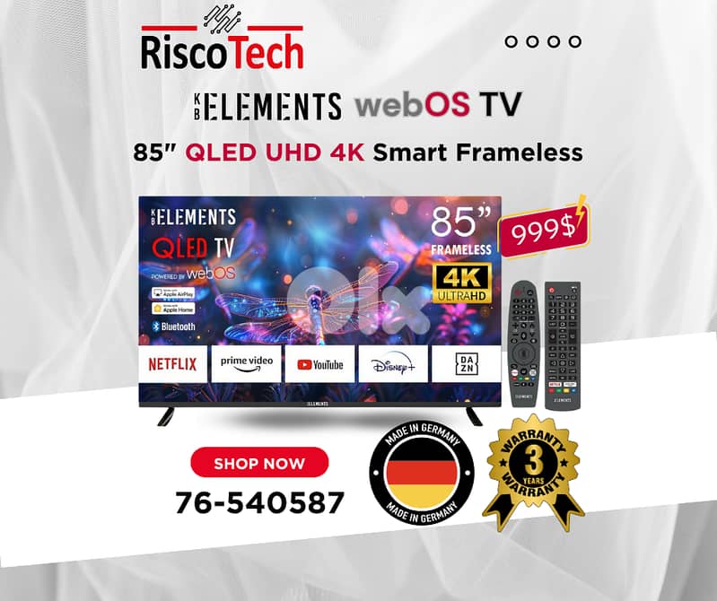 German WebOs Qled TV - UHD - 4K Smart 32” 43” 50” 55” 65” 70” 85”Inch 1