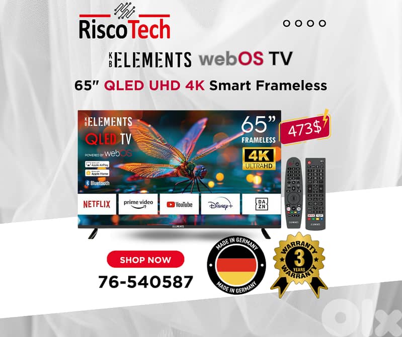German WebOs Qled TV - UHD - 4K Smart 32” 43” 50” 55” 65” 70” 85”Inch 4
