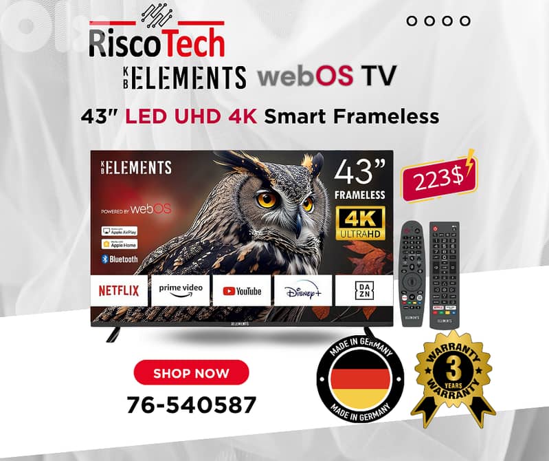 German WebOs Qled TV - UHD - 4K Smart 32” 43” 50” 55” 65” 70” 85”Inch 7