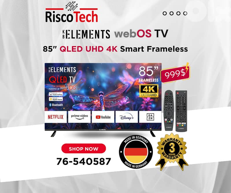 KB Elements - Qled WebOS 85″ Inch TV UHD 4K Smart | تلفزيون 85 إنش 0