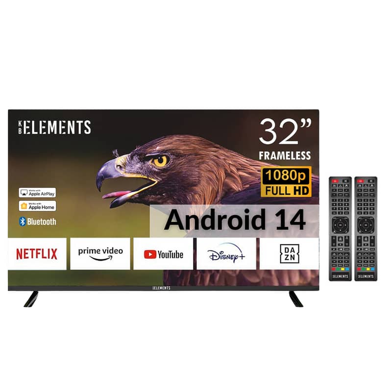 KB Elements 32"-Inch Led TV FHD Smart | تلفزيون 32 إنش كفالة سنة 1