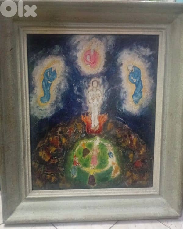 لوحة زيتية كادر خشب لقاء الملائكة 0