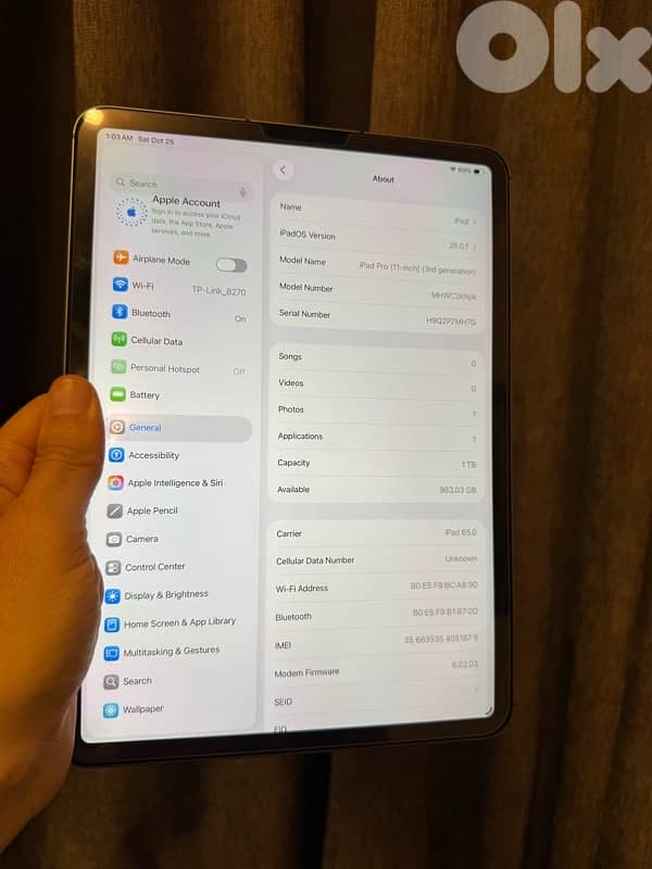 Ipad pro M1 11 Inch 1 terra Storage 2