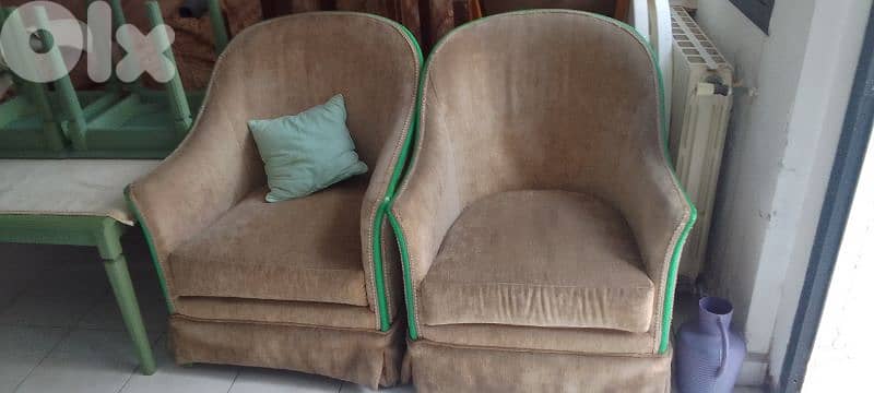 used saumon color armchairs 0