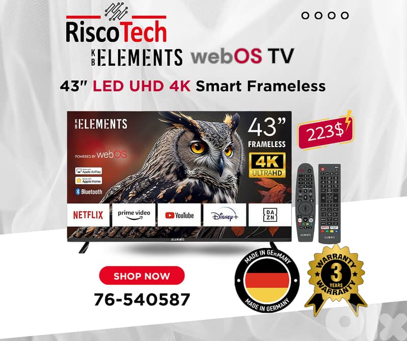 KB Elements Led WebOS - 43″ Inch TV-UHD 4K Smart | تلفزيون 43 إنش 0