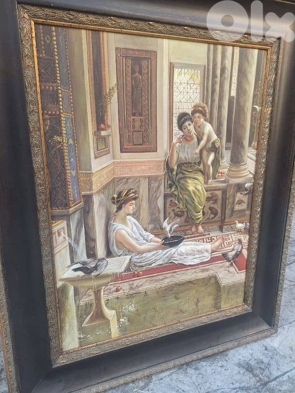 لوحة اوروبية رسم مميز انتيك مع كادر خشب سعر لقطة 1