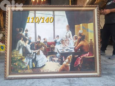 لوحة رسم اوروبي زيتي مميزة للغاية مع كادر خشب