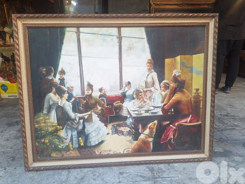 لوحة رسم اوروبي زيتي مميزة للغاية مع كادر خشب 2