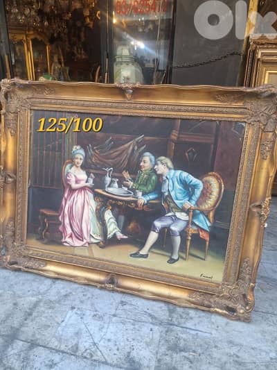 تابلوه لوحة رسم اوروبية رائعة ومميزة مع كادر خشب