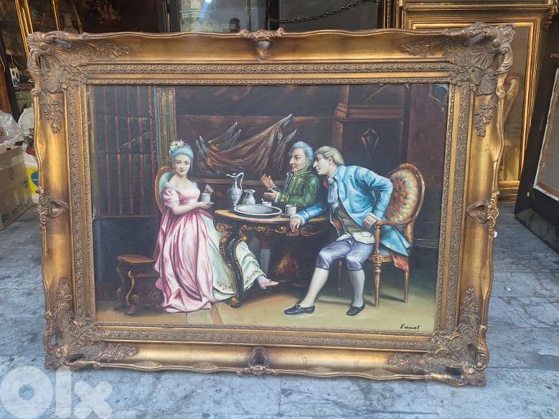 تابلوه لوحة رسم اوروبية رائعة ومميزة مع كادر خشب 1