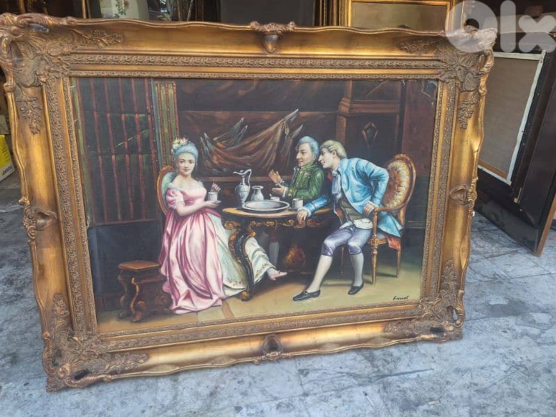 تابلوه لوحة رسم اوروبية رائعة ومميزة مع كادر خشب 2