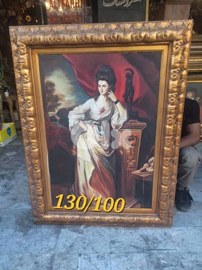 لوحة رائعة اوروبية مميزة رسم زيتي انتيك