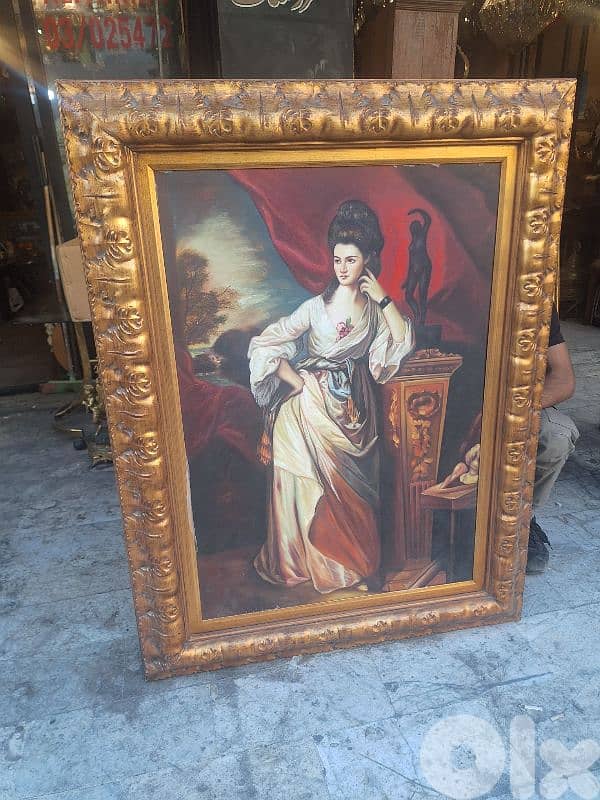 لوحة رائعة اوروبية مميزة رسم زيتي انتيك 1