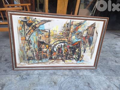 لوحة رسم زيتي للرسام حيدر حموي اصلية