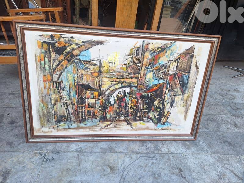 لوحة رسم زيتي للرسام حيدر حموي اصلية 0