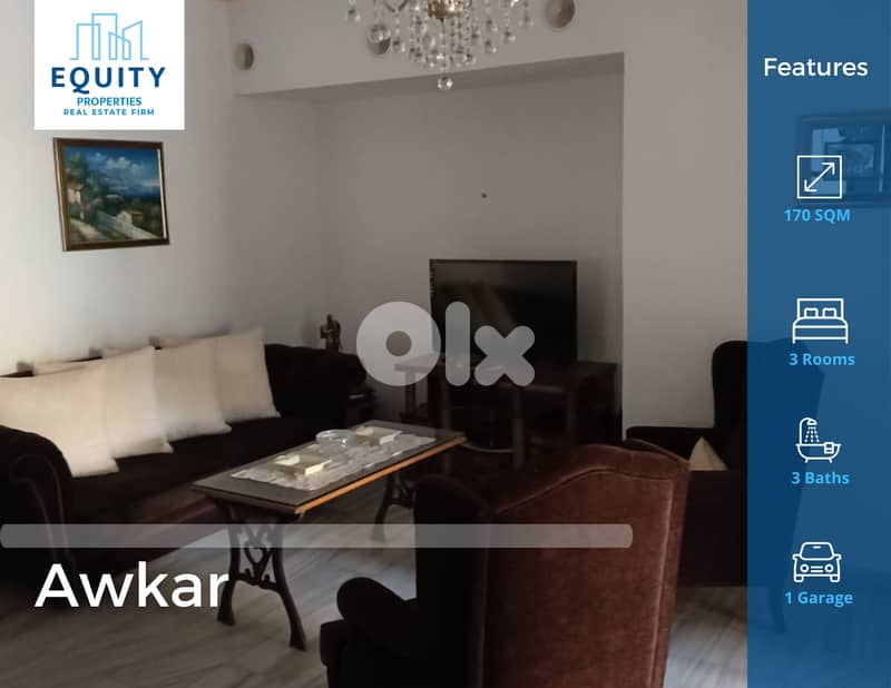 Furnished 170 SQM Apartment With Terrace For Rent In Awkar #MH220321 0