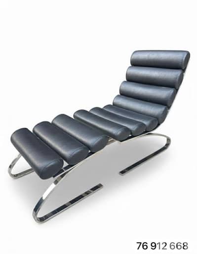 vintage italy chrome and black leather lounge chairs 1970''s