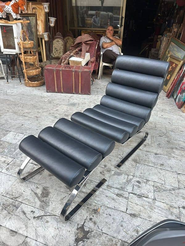 vintage italy chrome and black leather lounge chairs 1970''s 5