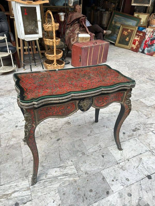 frensh Napeleon III boulle card table طاولة لعب ورق فرنسية انتيك بول 0